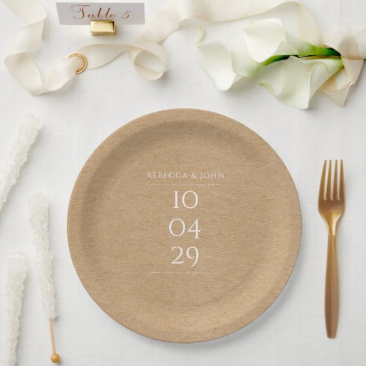 Assiettes En Carton Mariage de date spéciale rustique (Mariage)