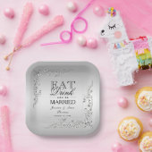 Assiettes En Carton Mariage de décoration en argent (Fête)