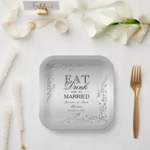 Assiettes En Carton Mariage de décoration en argent