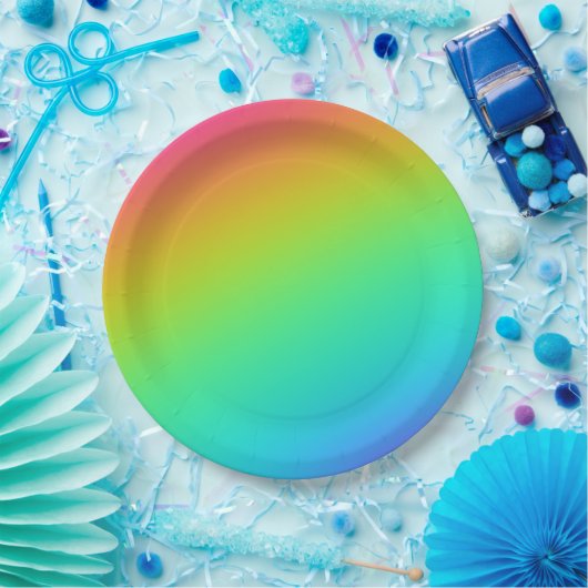 Assiettes En Carton Mariage de dégradé arc-en-ciel lumineux (Fête)