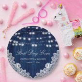 Assiettes En Carton Mariage de dentelle en bois rustique (Fête)