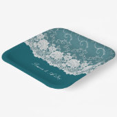 Assiettes En Carton Mariage de dentelle turquoise bleu blanc (Angulaire)