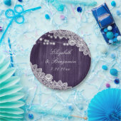 Assiettes En Carton Mariage de dentelle violet rustique (Fête)