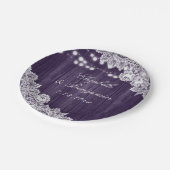 Assiettes En Carton Mariage de dentelle violet rustique (Angle)