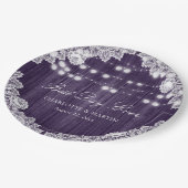 Assiettes En Carton Mariage de dentelle violet rustique (Angle)