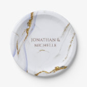 Assiettes En Carton Mariage de design abstrait bleu et or moderne (Devant)