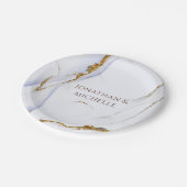 Assiettes En Carton Mariage de design abstrait bleu et or moderne (Angle)