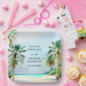 Assiettes En Carton Mariage de destination de plage tropicale (Fête)