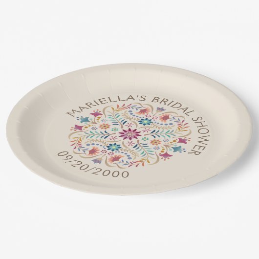 Assiettes En Carton Mariage de douche d'anniversaire Fiesta Boho (Angle)