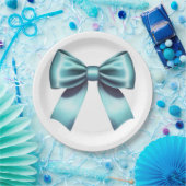 Assiettes En Carton Mariage de Fête des mariées élégant à Bow bleu tur (Fête)