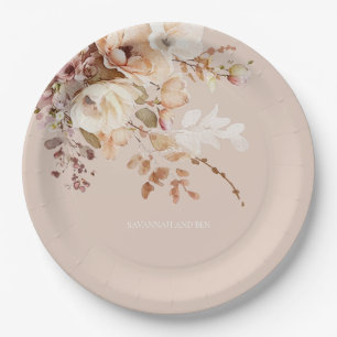 Assiettes En Carton Mariage de Fête des mariées florale Aquarelle
