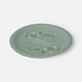 Assiettes En Carton Mariage de feuillage élégant à l'eucalyptus vert S (Angle)