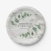 Assiettes En Carton mariage de feuillage en bois blanc eucalyptus (Devant)