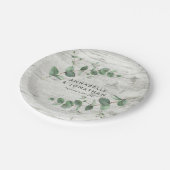 Assiettes En Carton mariage de feuillage en bois blanc eucalyptus (Angle)