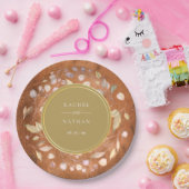 Assiettes En Carton Mariage de feuillage en bois rustique (Fête)