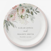 Assiettes En Carton Mariage de feuillage Eucalyptus Pink (Devant)