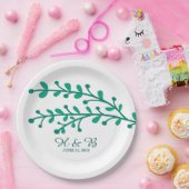 Assiettes En Carton Mariage de feuillage simple vert (Fête)