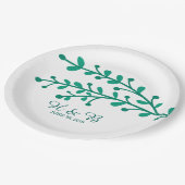 Assiettes En Carton Mariage de feuillage simple vert (Angle)