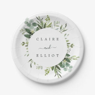 Assiettes En Carton Mariage de feuillage vert Eucalyptus
