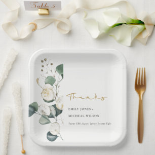 Assiettes En Carton Mariage de feuillage vert rustique Eucalyptus