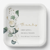 Assiettes En Carton Mariage de feuillage vert rustique Eucalyptus (Recto)