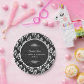 Assiettes En Carton Mariage de feuille florale de tableau noir (Fête)