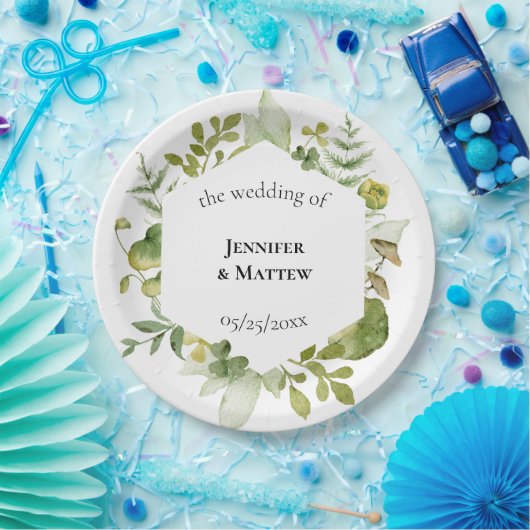 Assiettes En Carton Mariage de fleur romantique (Fête)