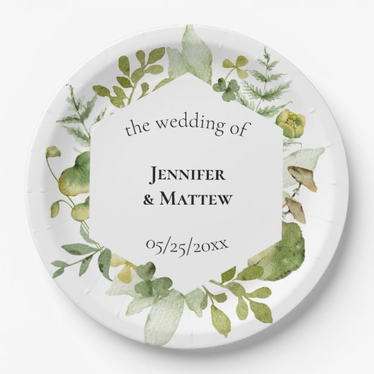 Assiettes En Carton Mariage de fleur romantique (Devant)