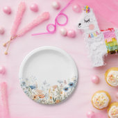 Assiettes En Carton Mariage de Fleur sauvage couleur bleu-Dusty (Fête)