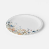 Assiettes En Carton Mariage de Fleur sauvage couleur bleu-Dusty (Angle)