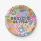 Assiettes En Carton Mariage de fleurs (Devant)
