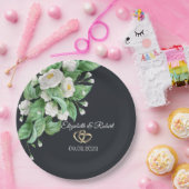 Assiettes En Carton Mariage de fleurs blanches (Fête)