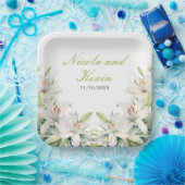 Assiettes En Carton Mariage de fleurs blanches (Fête)