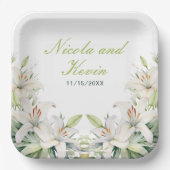 Assiettes En Carton Mariage de fleurs blanches (Recto)