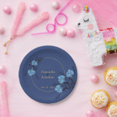 Assiettes En Carton Mariage de fleurs bleues (Fête)