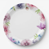 Assiettes En Carton Mariage de fleurs d'anémone aquarelle (Devant)