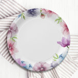 Assiettes En Carton Mariage de fleurs d'anémone aquarelle<br><div class="desc">Ces serviettes Mariages disposent d'un élégant script bleu sur un arrière - plan blanc entouré de magnifiques fleurs Anemone en rose, lavande, bleu, violet et violet avec des feuilles verts. Le texte peut être personnalisé en modifiant les zones de texte. Conçu pour vous par Evco Studio © à www.zazzle.com/store/evcostudio #mariage...</div>