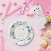 Assiettes En Carton Mariage de fleurs de printemps bleu Dusty (Fête)