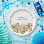Assiettes En Carton Mariage de fleurs hawaïennes tropicales (Fête)
