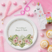 Assiettes En Carton Mariage de fleurs hawaïennes tropicales (Fête)