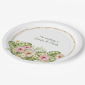 Assiettes En Carton Mariage de fleurs hawaïennes tropicales (Angle)