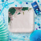 Assiettes En Carton mariage de fleurs rose vert émeraude (Fête)