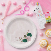 Assiettes En Carton mariage de fleurs rose vert émeraude (Fête)