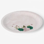 Assiettes En Carton mariage de fleurs rose vert émeraude (Angle)