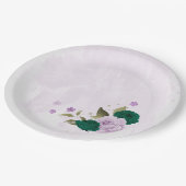 Assiettes En Carton mariage de fleurs violettes vert émeraude (Angle)