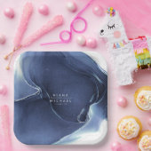 Assiettes En Carton Mariage de flux d'encre bleu ID762 (Fête)