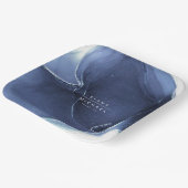 Assiettes En Carton Mariage de flux d'encre bleu ID762 (Angulaire)