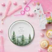 Assiettes En Carton Mariage de forêt de pins rustiques (Fête)