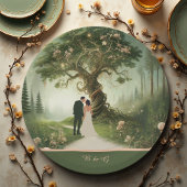 Assiettes En Carton mariage de forêt médiévale Whimsical vert