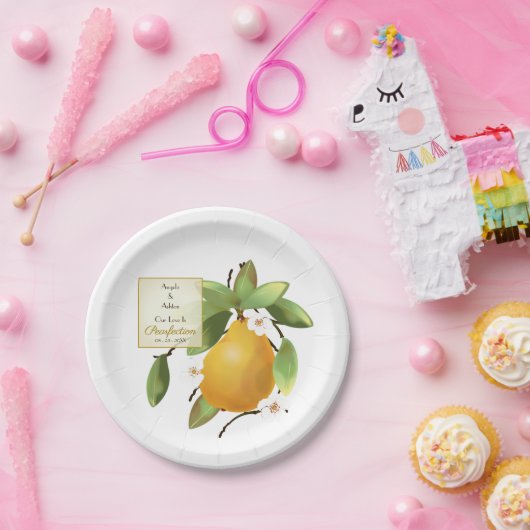 Assiettes En Carton Mariage de fruits poires (Fête)
